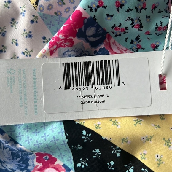 NWT Frankies Bikinis Gabe High Cut Bikini Bottom in Patchwork Size Large - Picture 11 of 13